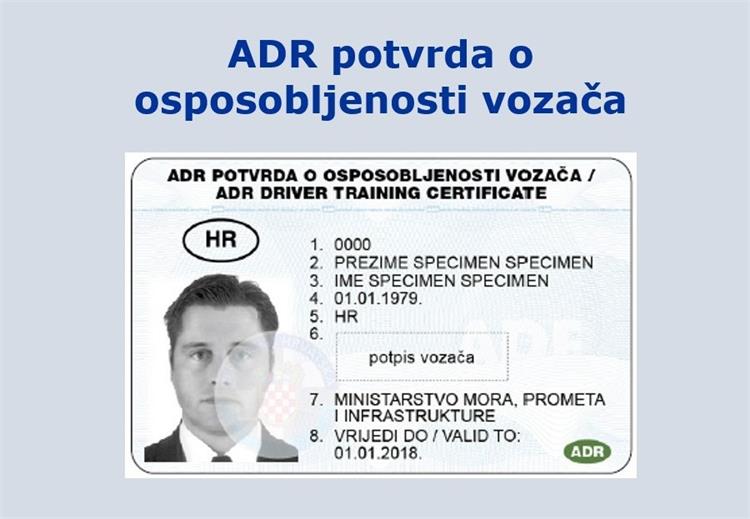 ADR potvrda o obuci vozaca